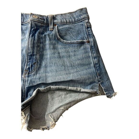 Abercrombie & Fitch The Mom Shorts High Rise Blue Denim Size 27/4 Cotton Slit - Picture 4 of 12